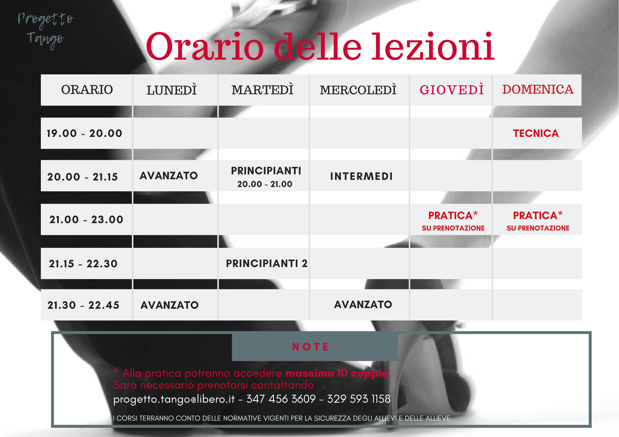Orari delle lezioni