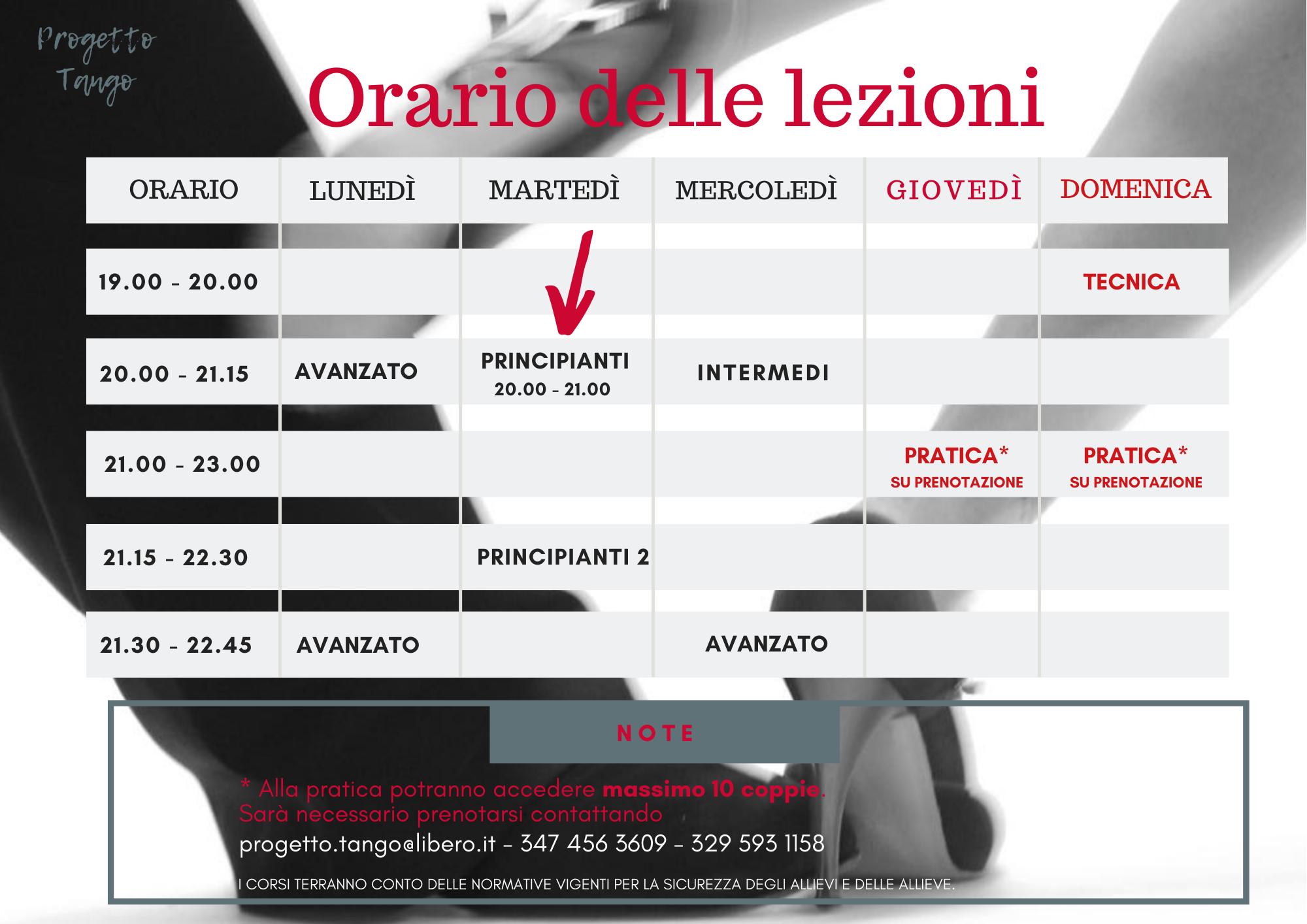 Orari delle lezioni_principianti